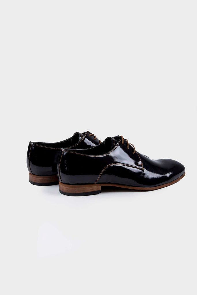 Navy Patent Patent Leather Lace - Up Tuxedo Shoes - MIB