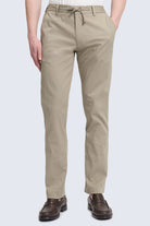 Olive dynamic fit jogger pants in khaki slim-fit cotton with drawstring waistband and side pockets