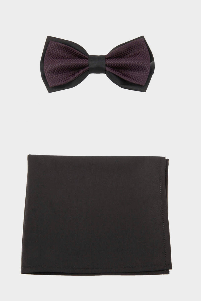 Polyester & Viscon Gift Box-Bow Tie / Pocket Sq - Burgundy /