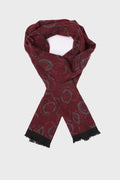 Red - Gray Patterned Scarf