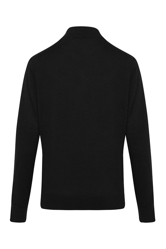 Regular Fit 100% Cotton Black Mock Neck Sweater - SAYKI