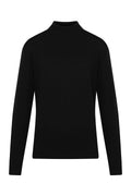 Regular Fit 100% Cotton Black Mock Neck Sweater