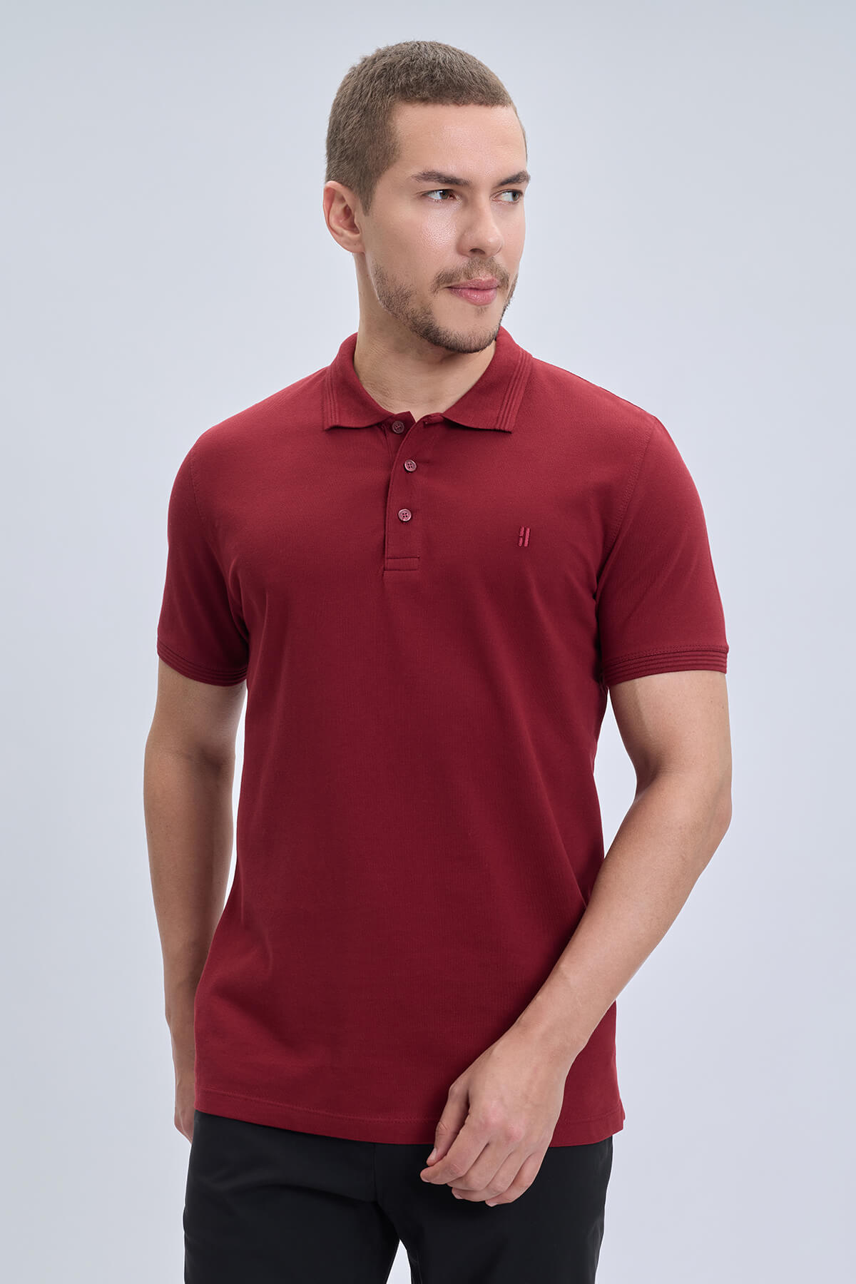 Regular Fit 100% Cotton Burgundy Polo T-Shirt L / R / Burgundy