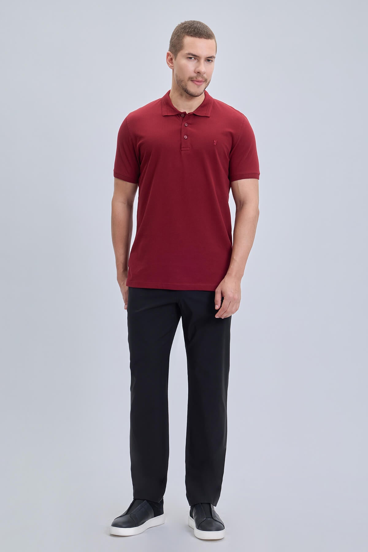 Regular Fit 100% Cotton Burgundy Polo T-Shirt L / R / Burgundy