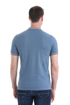 Regular Fit 100% Cotton Indigo Polo T-Shirt - SAYKI