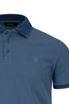 Regular fit cotton indigo polo t-shirt in navy blue with textured fabric and embroidered chest logo