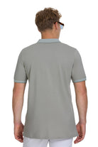 Regular fit cotton light khaki polo t-shirt with gray short sleeves collar and cuffs in 100 percent cotton