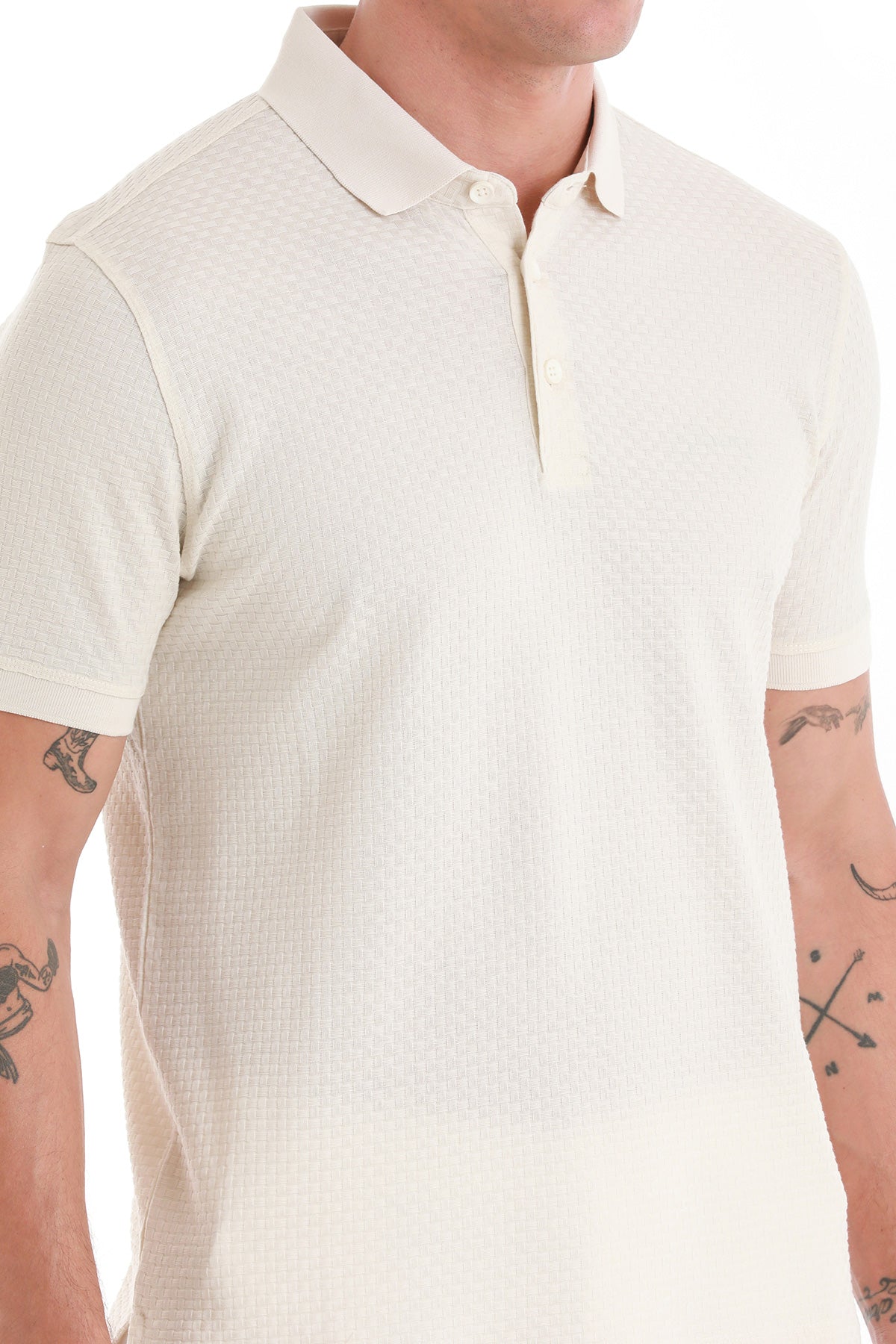 Regular Fit 100% Cotton Mercerized Beige Polo T Shirt SAYKI