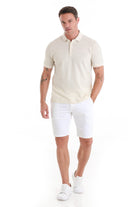 Regular Fit 100% Cotton Mercerized Beige Polo T Shirt SAYKI