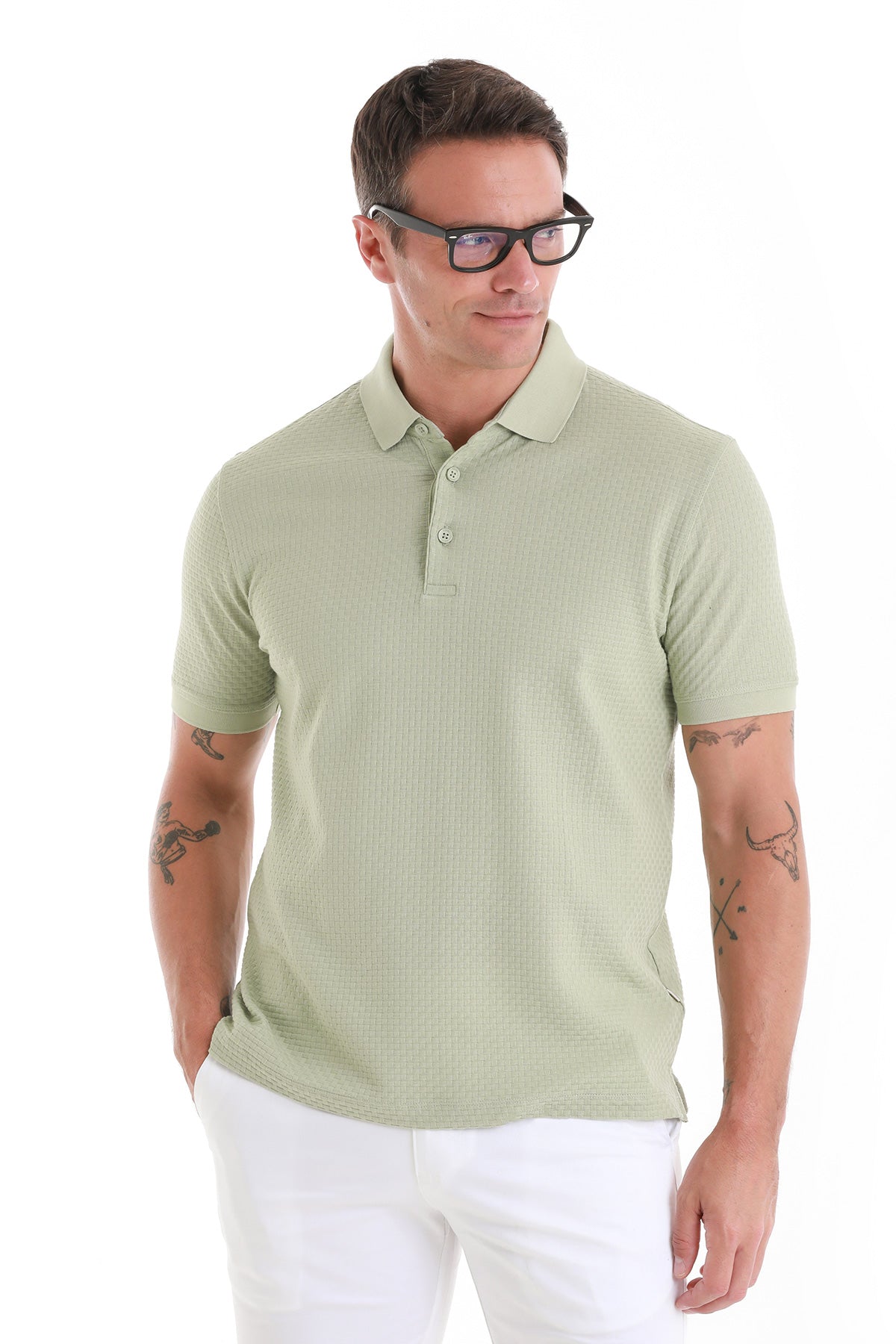 Regular Fit 100% Cotton Mercerized Green Polo T Shirt SAYKI