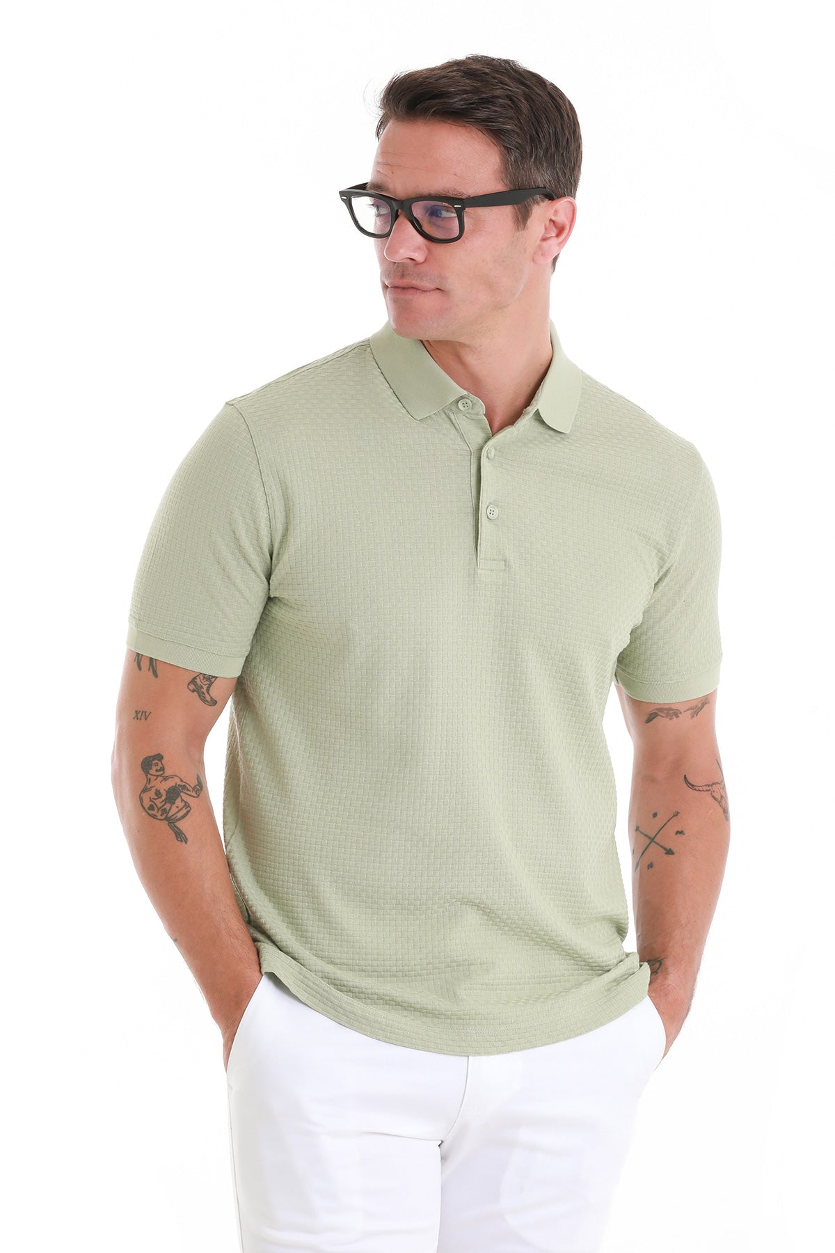 Regular Fit 100% Cotton Mercerized Green Polo T Shirt SAYKI