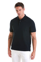 Regular Fit 100% Cotton Mercerized Navy Polo T-Shirt - SAYKI