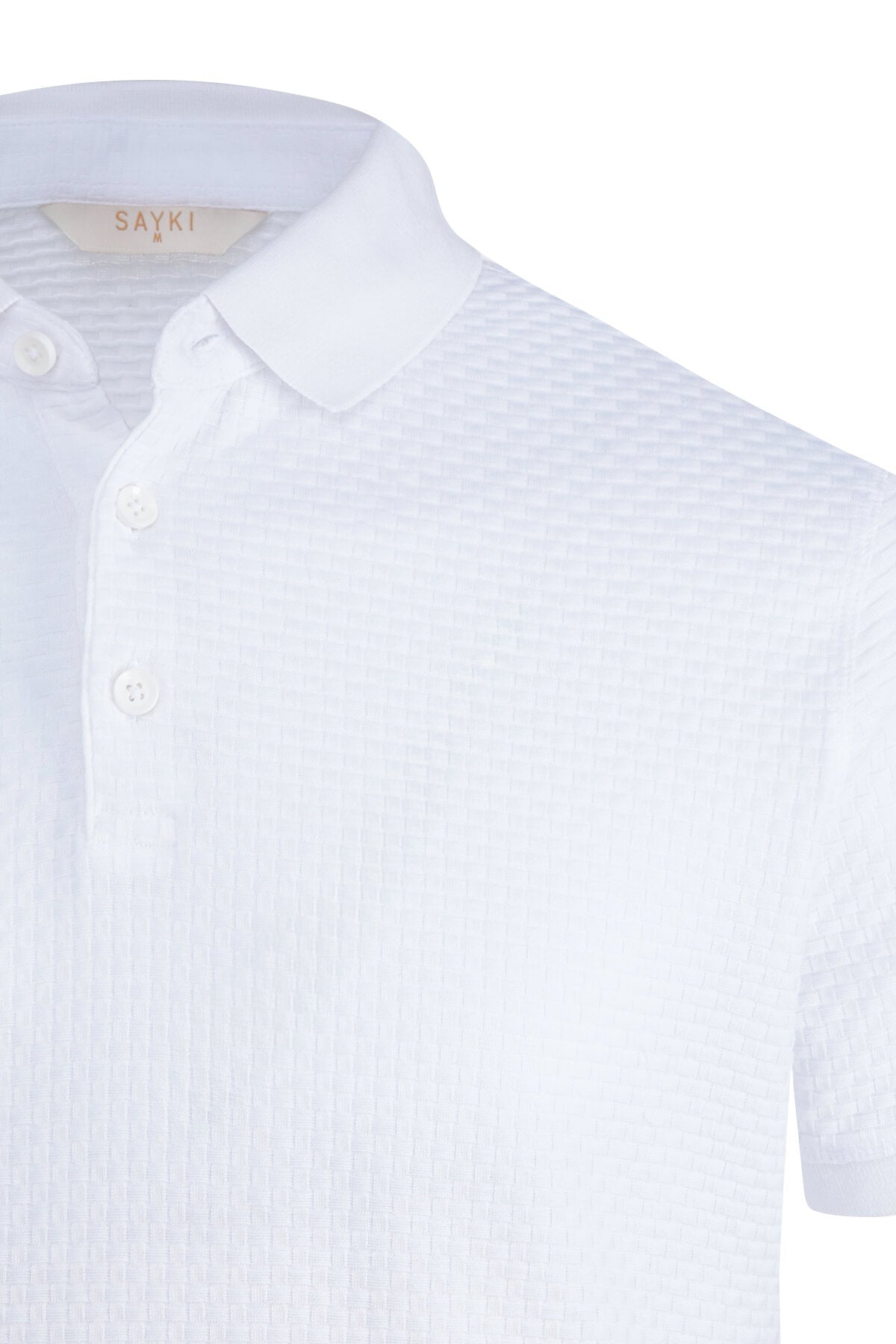 Regular Fit 100% Cotton Mercerized White Polo T Shirt SAYKI