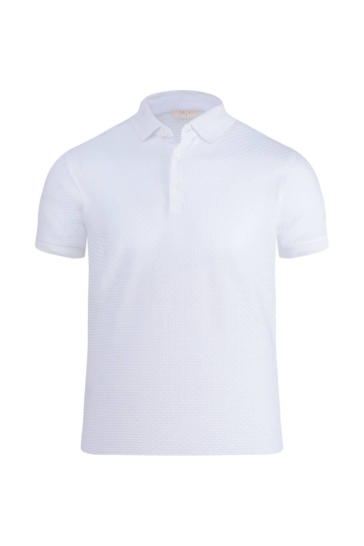 Regular Fit 100% Cotton Mercerized White Polo T Shirt SAYKI