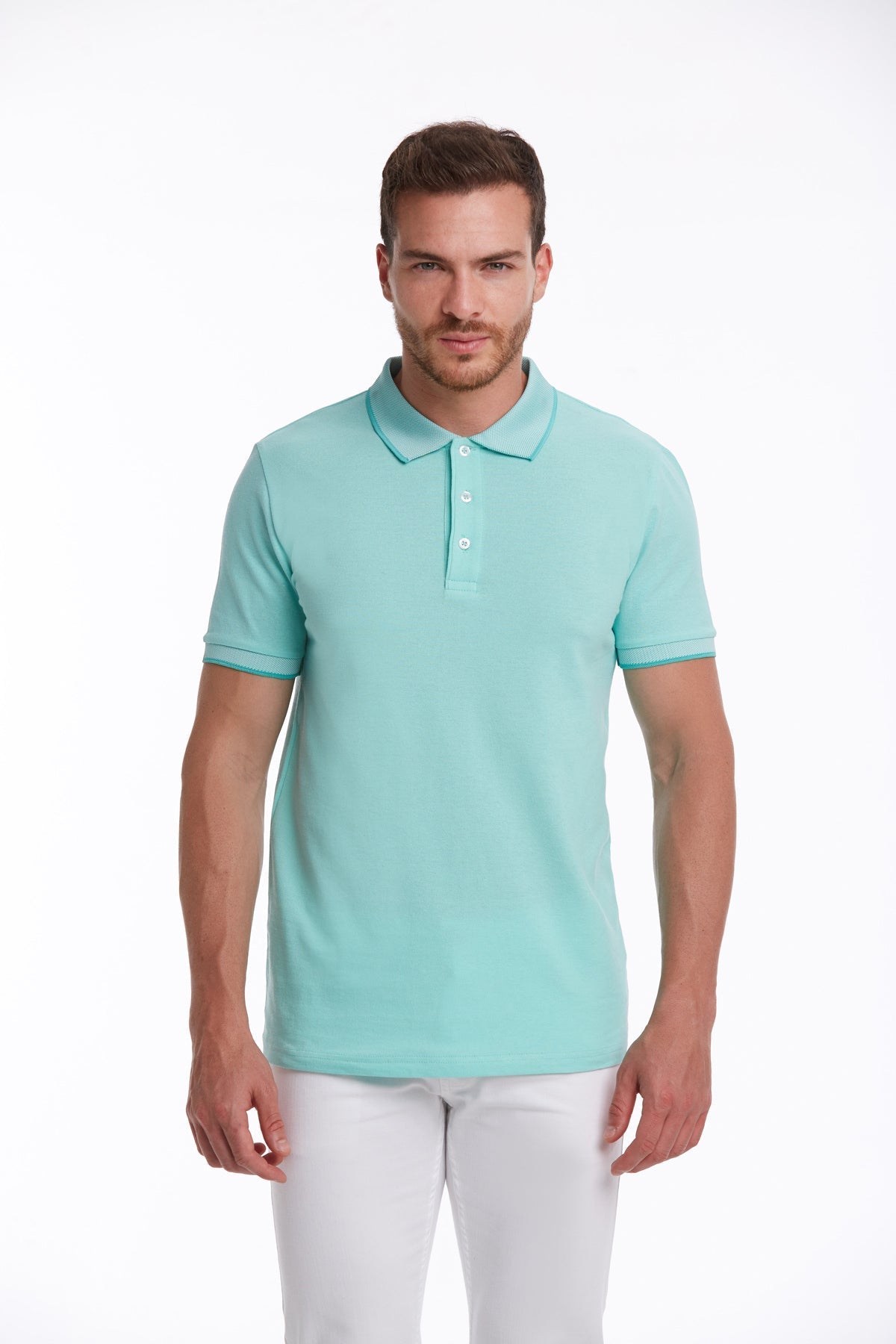 Regular Fit Basic 100% Cotton Mint Polo T-Shirt - MIB