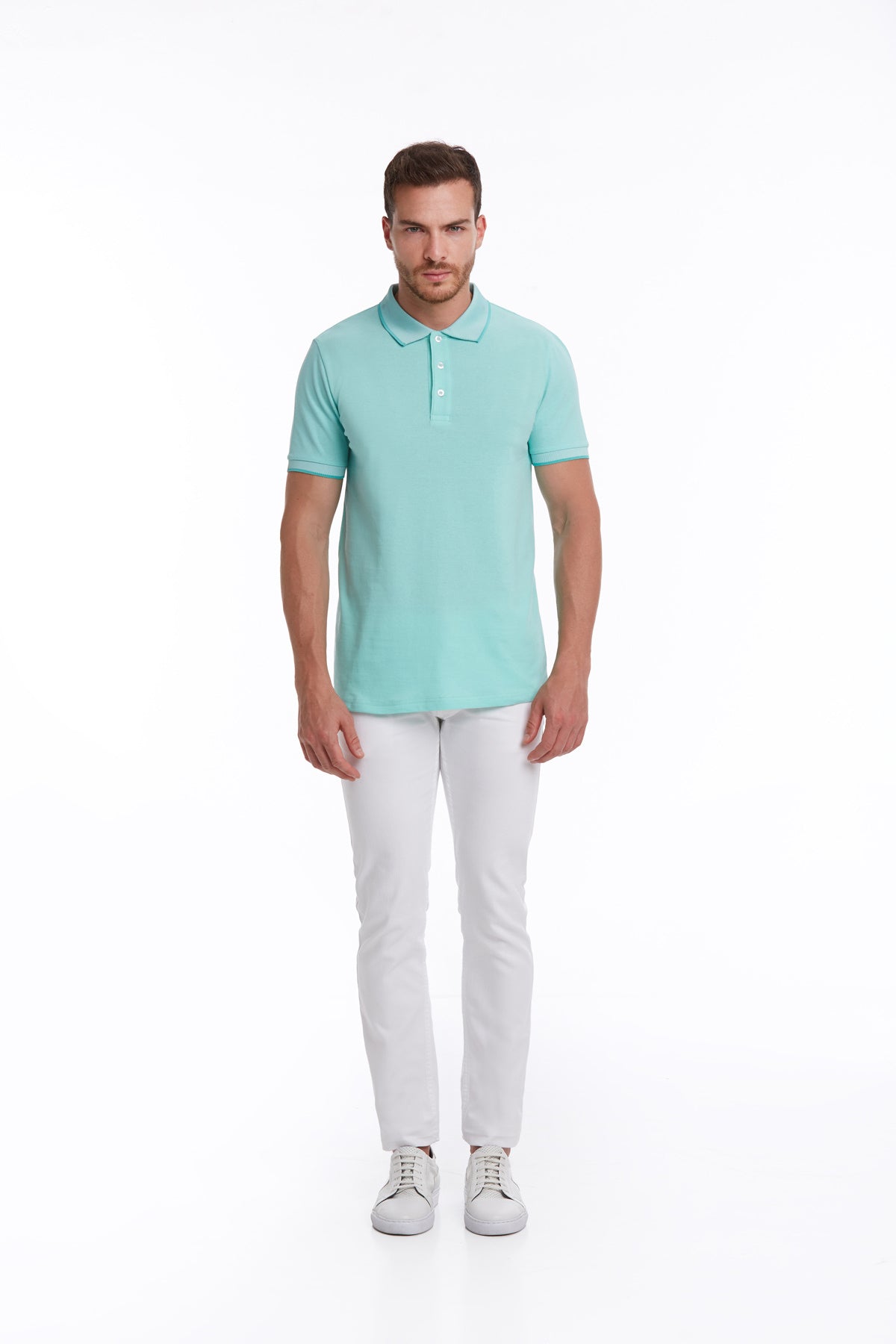 Regular Fit Basic 100% Cotton Mint Polo T-Shirt - MIB