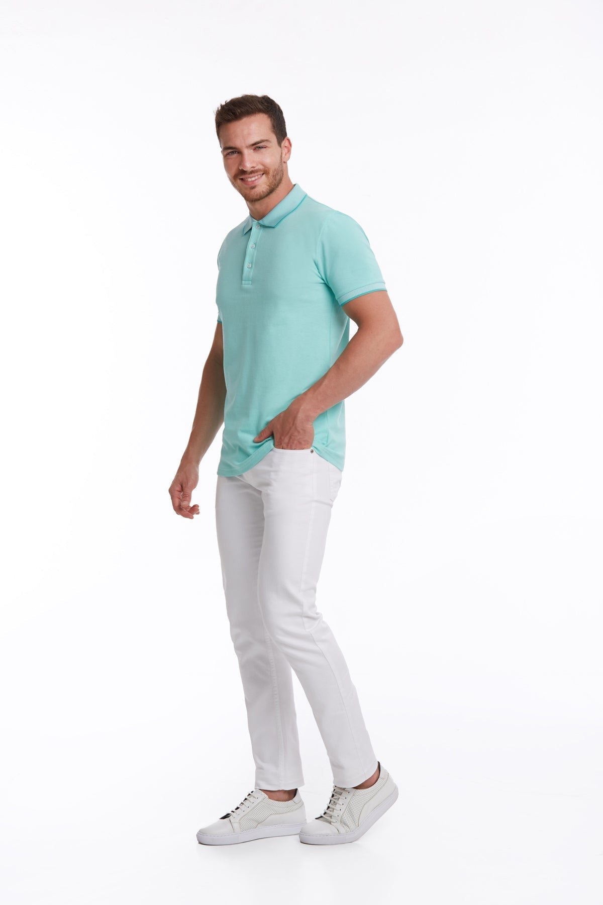 Regular Fit Basic 100% Cotton Mint Polo T-Shirt - MIB