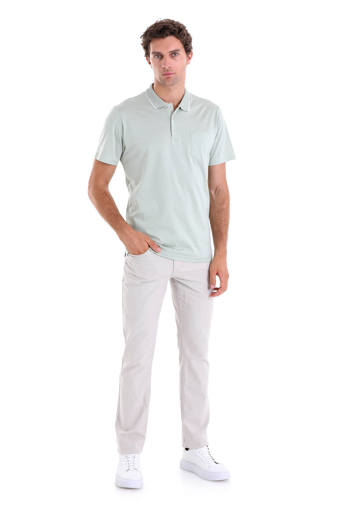 Regular Fit Basic Cotton Vetiver Green Polo T-shirt - MIB