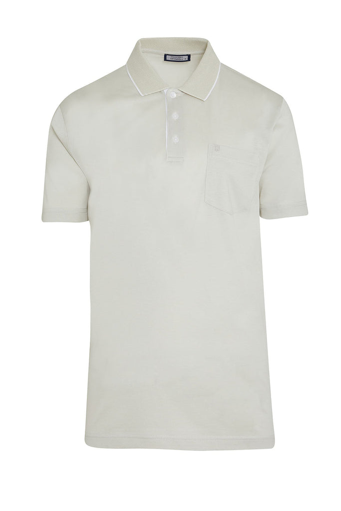 Regular Fit Basic Cotton Vetiver Green Polo T-shirt - Bone /