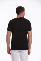 Regular fit black basic cotton crew neck t-shirt with short sleeves for casual wear