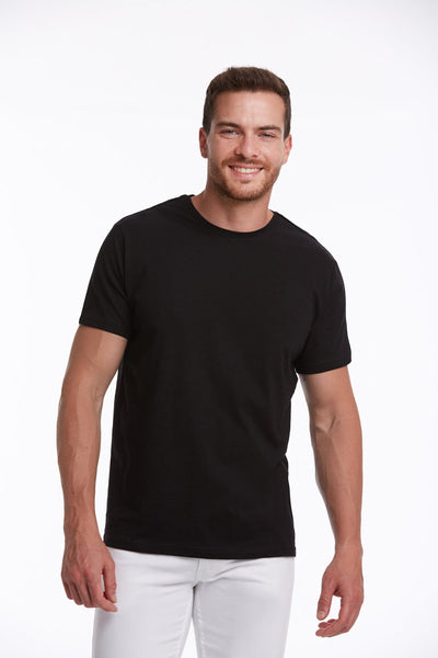 Regular fit black short-sleeved basic cotton crew neck t-shirt with comfortable soft fabric for everyday wear