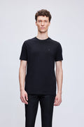 Regular Fit Black Cotton Blend Crewneck T-Shirt