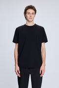 Regular Fit Black Cotton Blend Crewneck T-Shirt