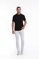 Regular Fit Black Cotton Blend Polo T-Shirt - MIB