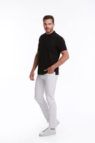 Regular Fit Black Cotton Blend Polo T-Shirt - MIB