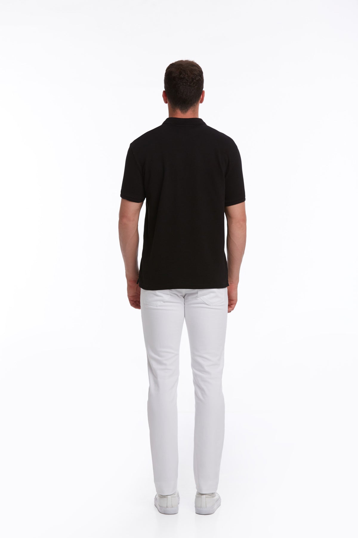 Regular Fit Black Cotton Blend Polo T-Shirt - MIB