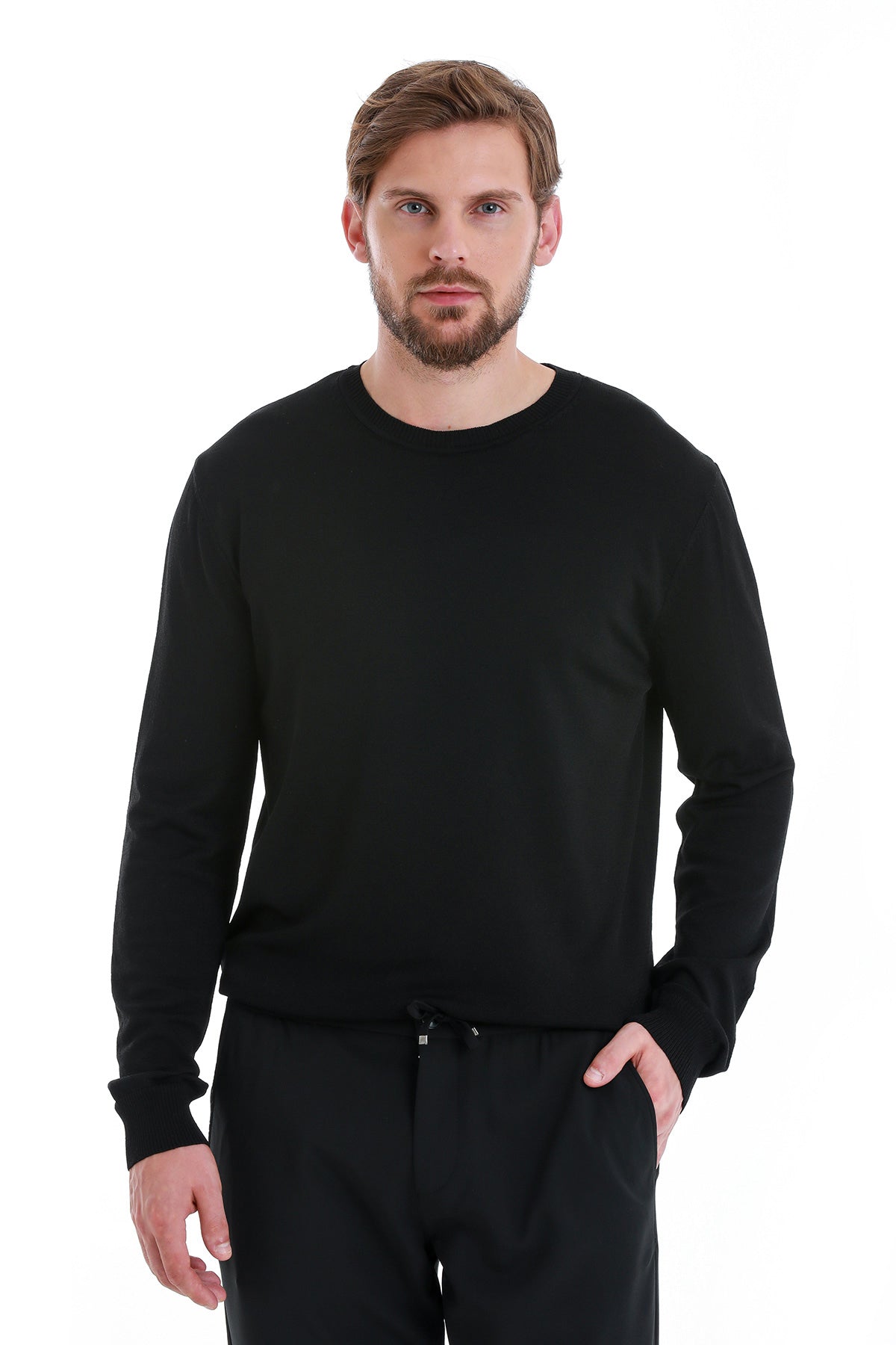 Regular Fit Black Crewneck Sweater – SAYKI