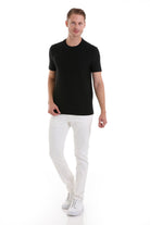 Regular Fit Black Crewneck T-Shirt - SAYKI