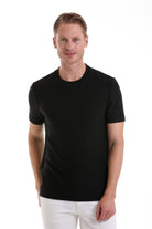 Regular Fit Black Crewneck T-Shirt - SAYKI