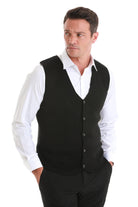 Regular Fit Black Knit Button Down Vest - SAYKI