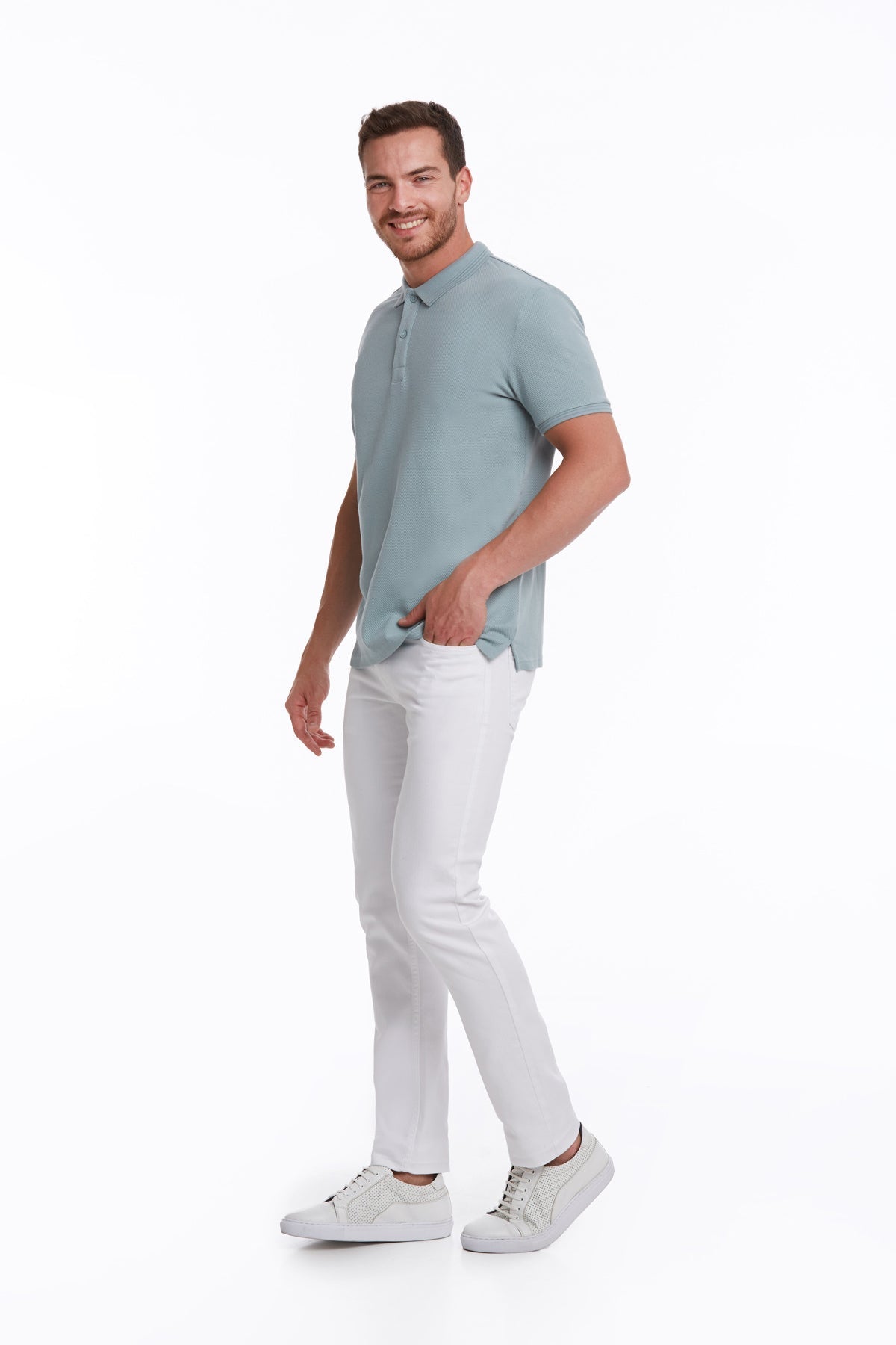 Regular Fit Blue Cotton Blend Polo T-Shirt - MIB