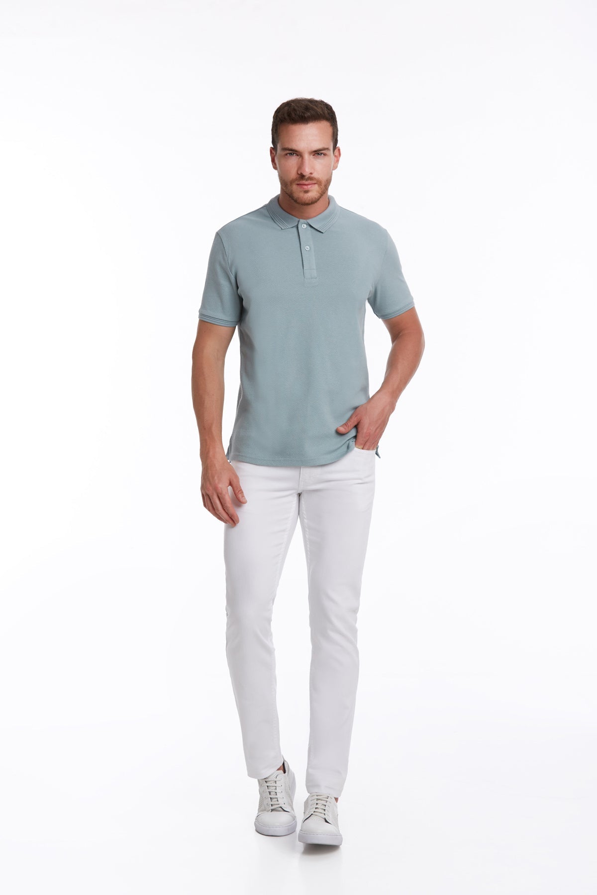 Regular Fit Blue Cotton Blend Polo T-Shirt - MIB