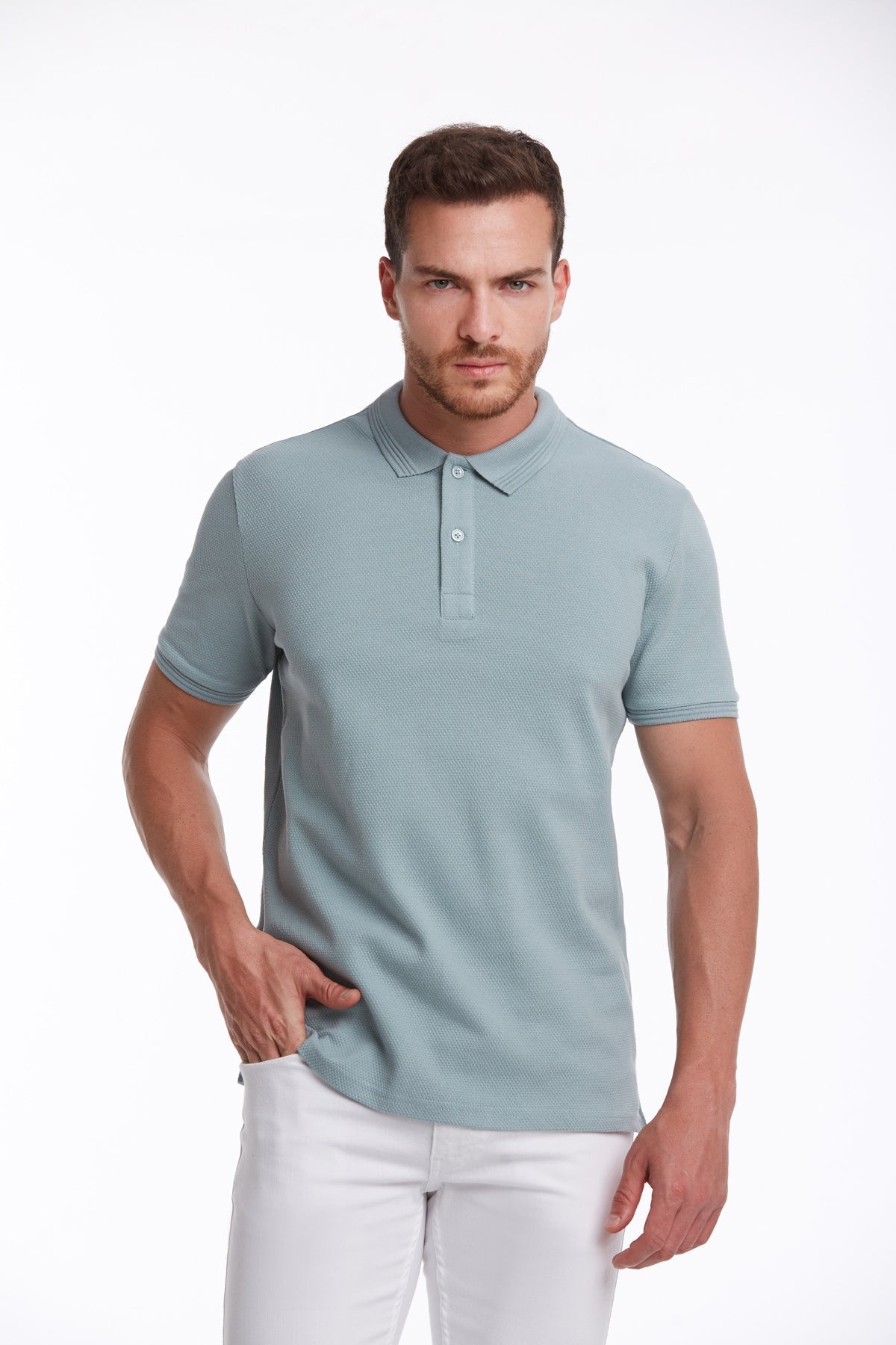 Regular Fit Blue Cotton Blend Polo T-Shirt - MIB