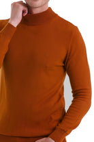 Regular Fit Brick Mock Neck Sweater - SAYKI