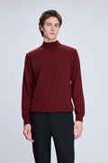 Regular Fit Brick Wool Blend Mockneck Sweater