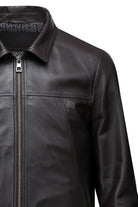 Regular Fit Brown Shirt Collar 100% Leather Coat - SAYKI