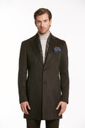 Regular Fit Cachet Notch Lapel Brown Overcoat
