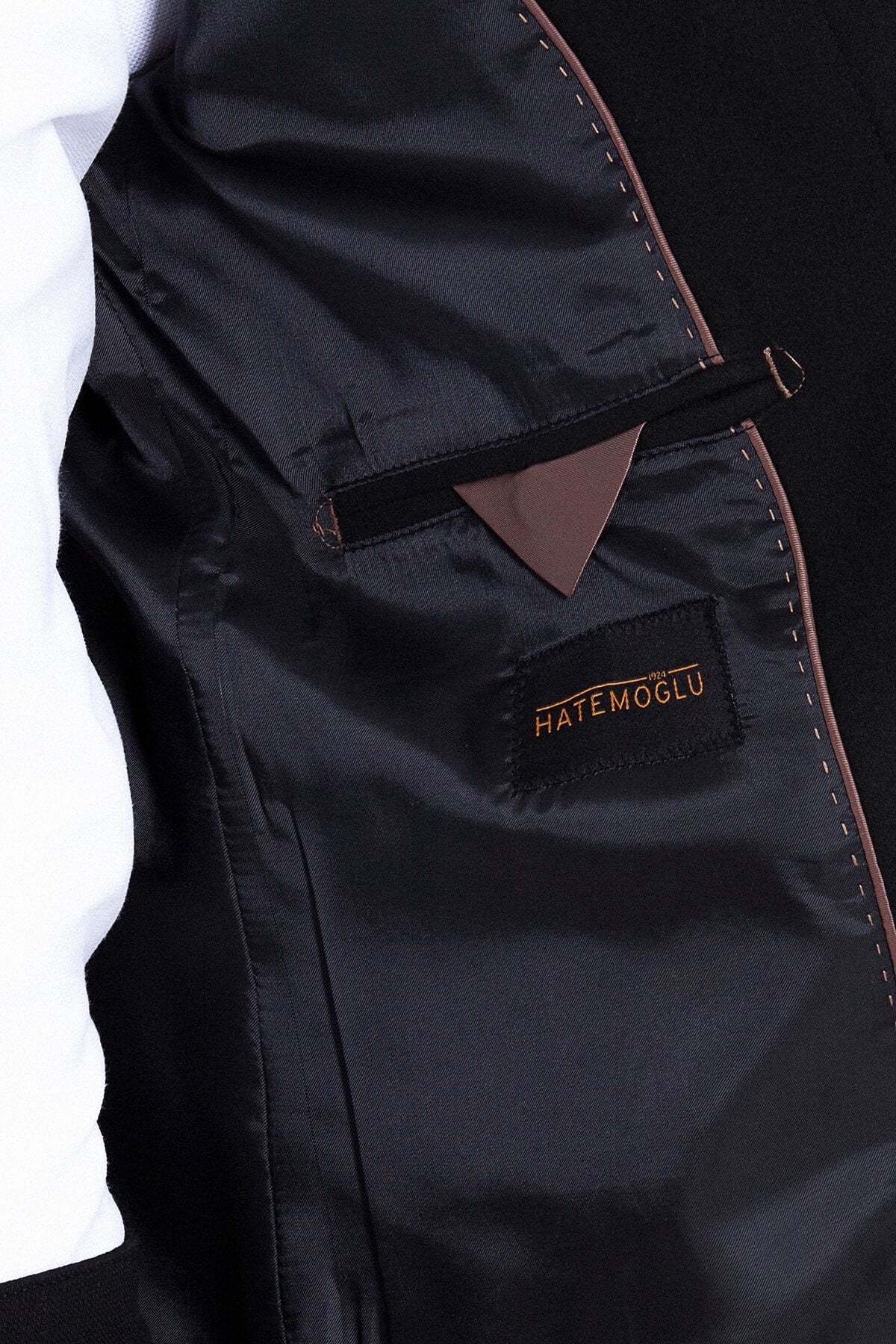 Regular Fit Cachet Stand Collar Black Overcoat - SAYKI