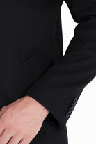 Regular Fit Cachet Stand Collar Black Overcoat - SAYKI