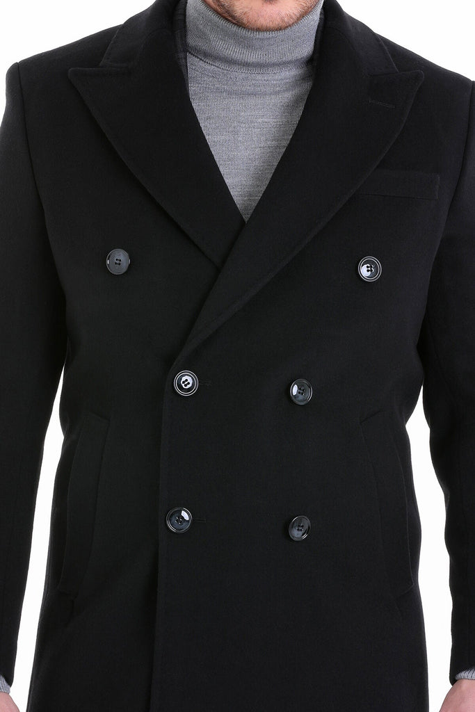 Regular Fit Cachet TBK Double Breasted Wool Blend Black