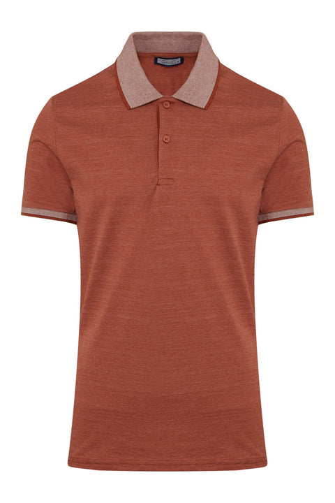 Regular Fit Cinnamon Cotton Blend Polo T-Shirt