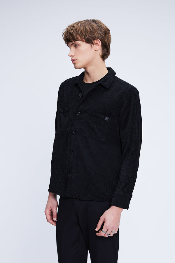 Regular Fit Corduroy Shacket Black Casual Shirt - MIB
