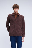 Regular Fit Corduroy Shacket Brown Casual Shirt - SAYKI