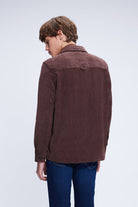 Regular Fit Corduroy Shacket Brown Casual Shirt - SAYKI