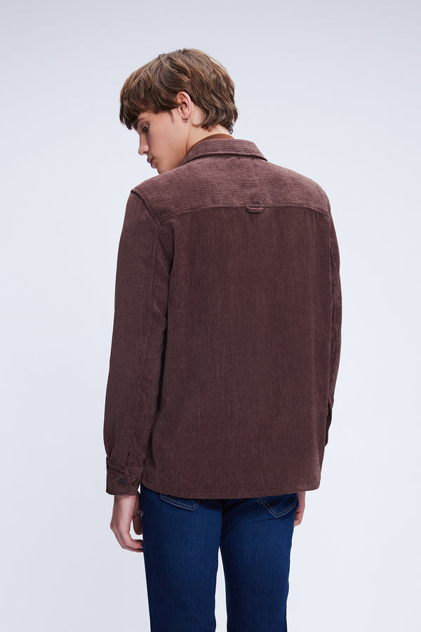 Regular Fit Corduroy Shacket Brown Casual Shirt - SAYKI