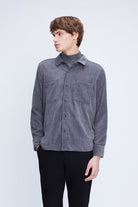 Regular Fit Corduroy Shacket Gray Casual Shirt - SAYKI